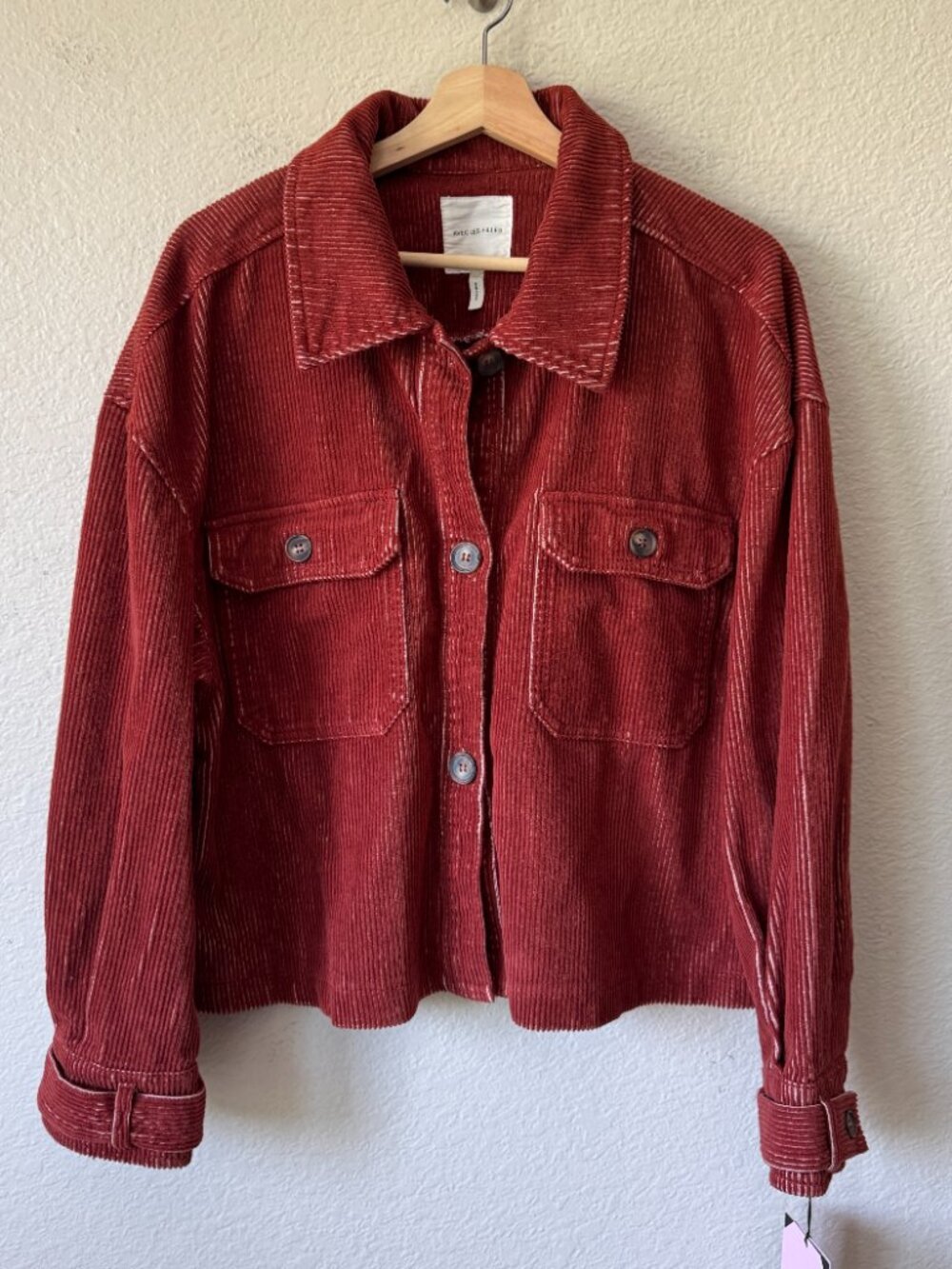 Avec Les Filles Anthropologie Corduroy Crop Jacket Shacket XL Utility Autumnal
